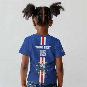 Custom Cape Verde Football Kid T shirt Go Champions Tubaroes Azuis - African Pride