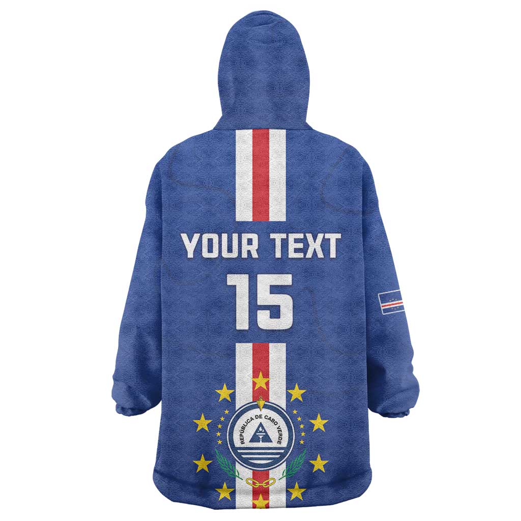 Custom Cape Verde Football Kid Wearable Blanket Hoodie Go Champions Tubaroes Azuis - African Pride