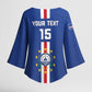 Custom Cape Verde Football Kimono Sleeve Blouse Go Champions Blue Sharks