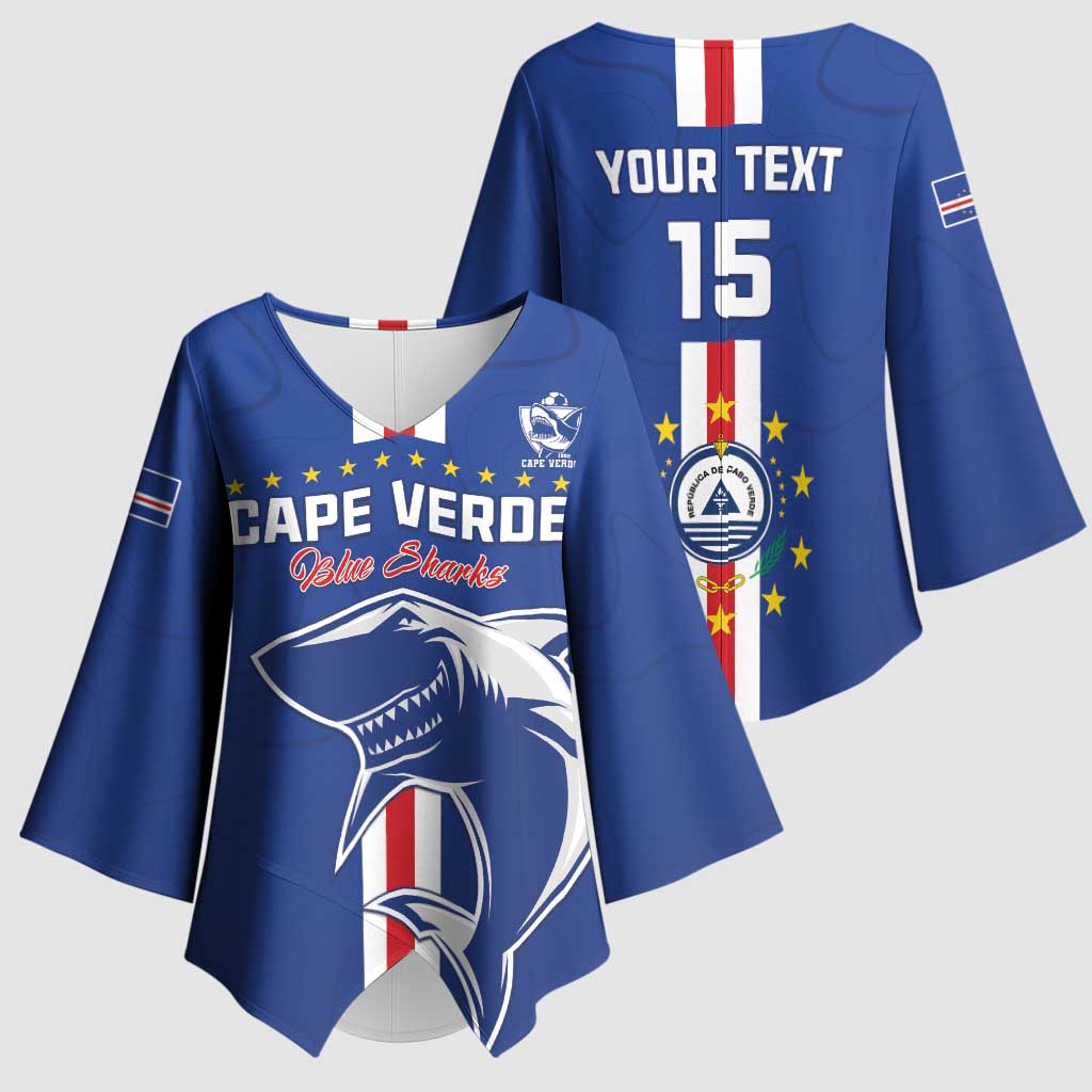 Custom Cape Verde Football Kimono Sleeve Blouse Go Champions Blue Sharks
