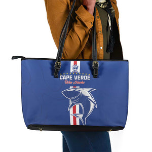 Cape Verde Football Leather Tote Bag Go Champions Tubaroes Azuis - African Pride