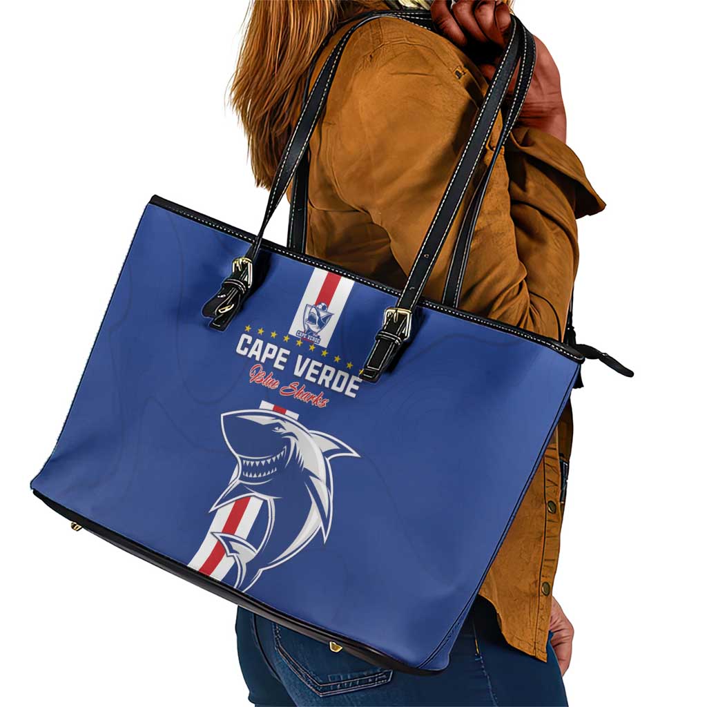 Cape Verde Football Leather Tote Bag Go Champions Tubaroes Azuis - African Pride