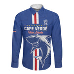 Custom Cape Verde Football Long Sleeve Button Shirt Go Champions Tubaroes Azuis - African Pride