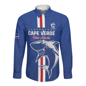 Custom Cape Verde Football Long Sleeve Button Shirt Go Champions Tubaroes Azuis - African Pride
