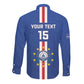 Custom Cape Verde Football Long Sleeve Button Shirt Go Champions Tubaroes Azuis - African Pride