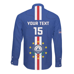 Custom Cape Verde Football Long Sleeve Button Shirt Go Champions Tubaroes Azuis - African Pride
