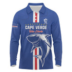 Custom Cape Verde Football Long Sleeve Polo Shirt Go Champions Tubaroes Azuis - African Pride