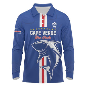 Custom Cape Verde Football Long Sleeve Polo Shirt Go Champions Tubaroes Azuis - African Pride