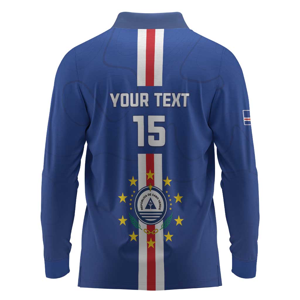 Custom Cape Verde Football Long Sleeve Polo Shirt Go Champions Tubaroes Azuis - African Pride