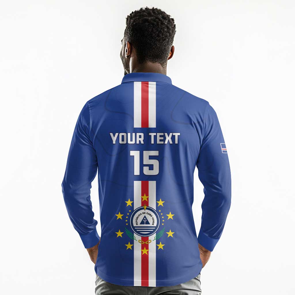 Custom Cape Verde Football Long Sleeve Polo Shirt Go Champions Tubaroes Azuis - African Pride