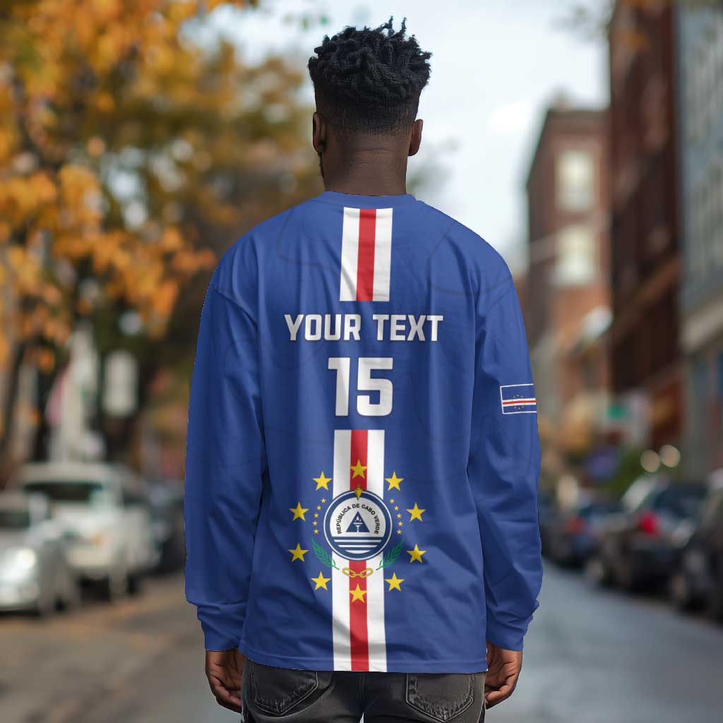 Custom Cape Verde Football Long Sleeve Shirt Go Champions Tubaroes Azuis - African Pride