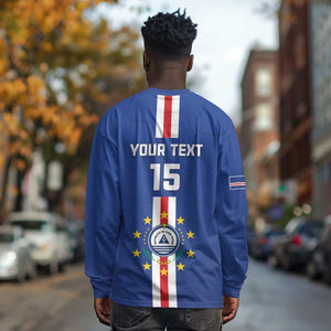 Custom Cape Verde Football Long Sleeve Shirt Go Champions Tubaroes Azuis - African Pride