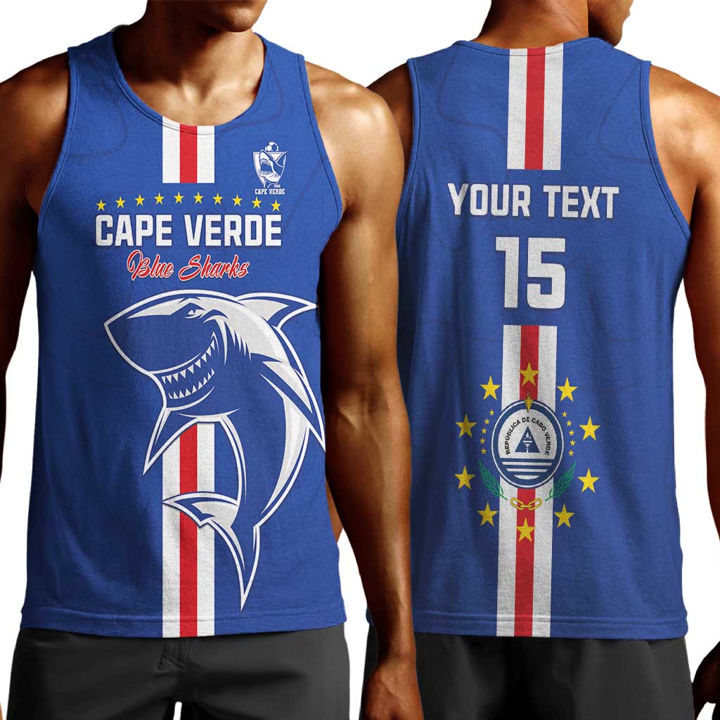 Custom Cape Verde Football Men Tank Top Go Champions Tubaroes Azuis - African Pride