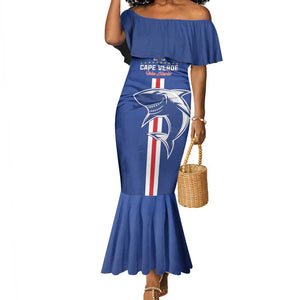 Custom Cape Verde Football Mermaid Dress Go Champions Tubaroes Azuis - African Pride