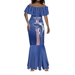 Custom Cape Verde Football Mermaid Dress Go Champions Tubaroes Azuis - African Pride