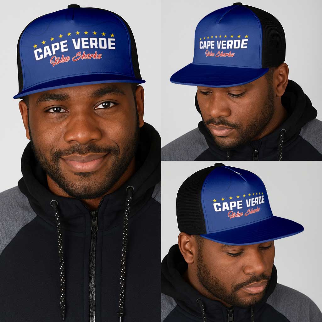 Cape Verde Football Mesh Trucker Cap Go Champions Tubaroes Azuis - African Pride