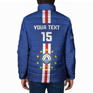 Custom Cape Verde Football Padded Jacket Go Champions Blue Sharks