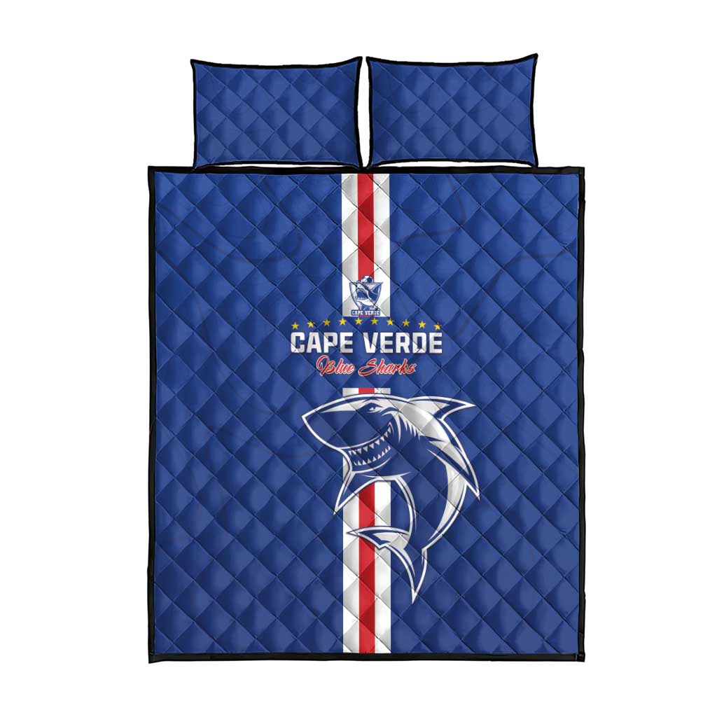 Cape Verde Football Quilt Bed Set Go Champions Tubaroes Azuis - African Pride