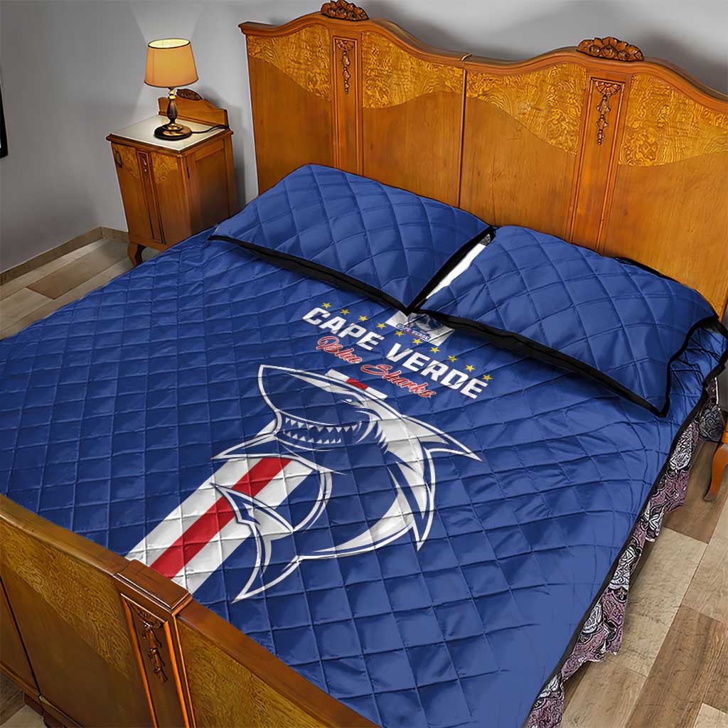 Cape Verde Football Quilt Bed Set Go Champions Tubaroes Azuis - African Pride