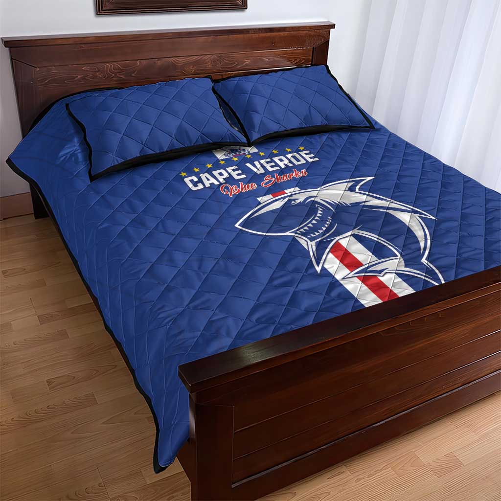 Cape Verde Football Quilt Bed Set Go Champions Tubaroes Azuis - African Pride