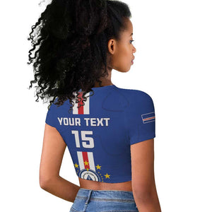 Custom Cape Verde Football Raglan Cropped T shirt Go Champions Tubaroes Azuis - African Pride