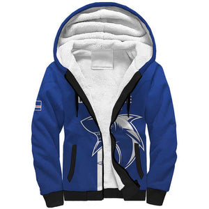 Custom Cape Verde Football Sherpa Hoodie Go Champions Tubaroes Azuis - African Pride