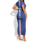 Custom Cape Verde Football Short Sleeve Bodycon Dress Go Champions Tubaroes Azuis - African Pride
