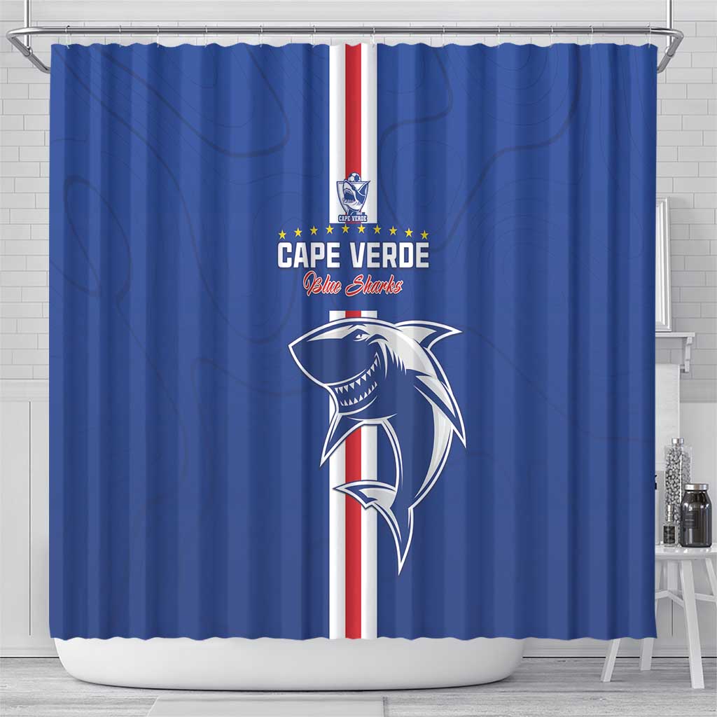 Cape Verde Football Shower Curtain Go Champions Tubaroes Azuis - African Pride