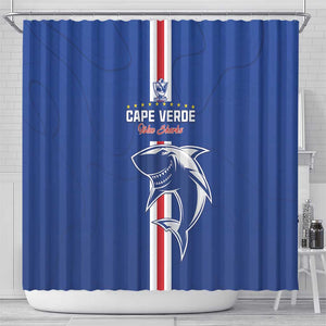 Cape Verde Football Shower Curtain Go Champions Tubaroes Azuis - African Pride