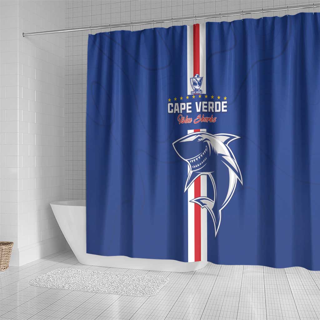 Cape Verde Football Shower Curtain Go Champions Tubaroes Azuis - African Pride
