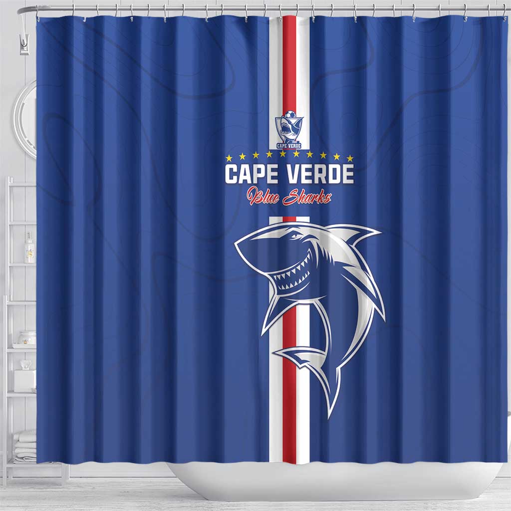 Cape Verde Football Shower Curtain Go Champions Tubaroes Azuis - African Pride