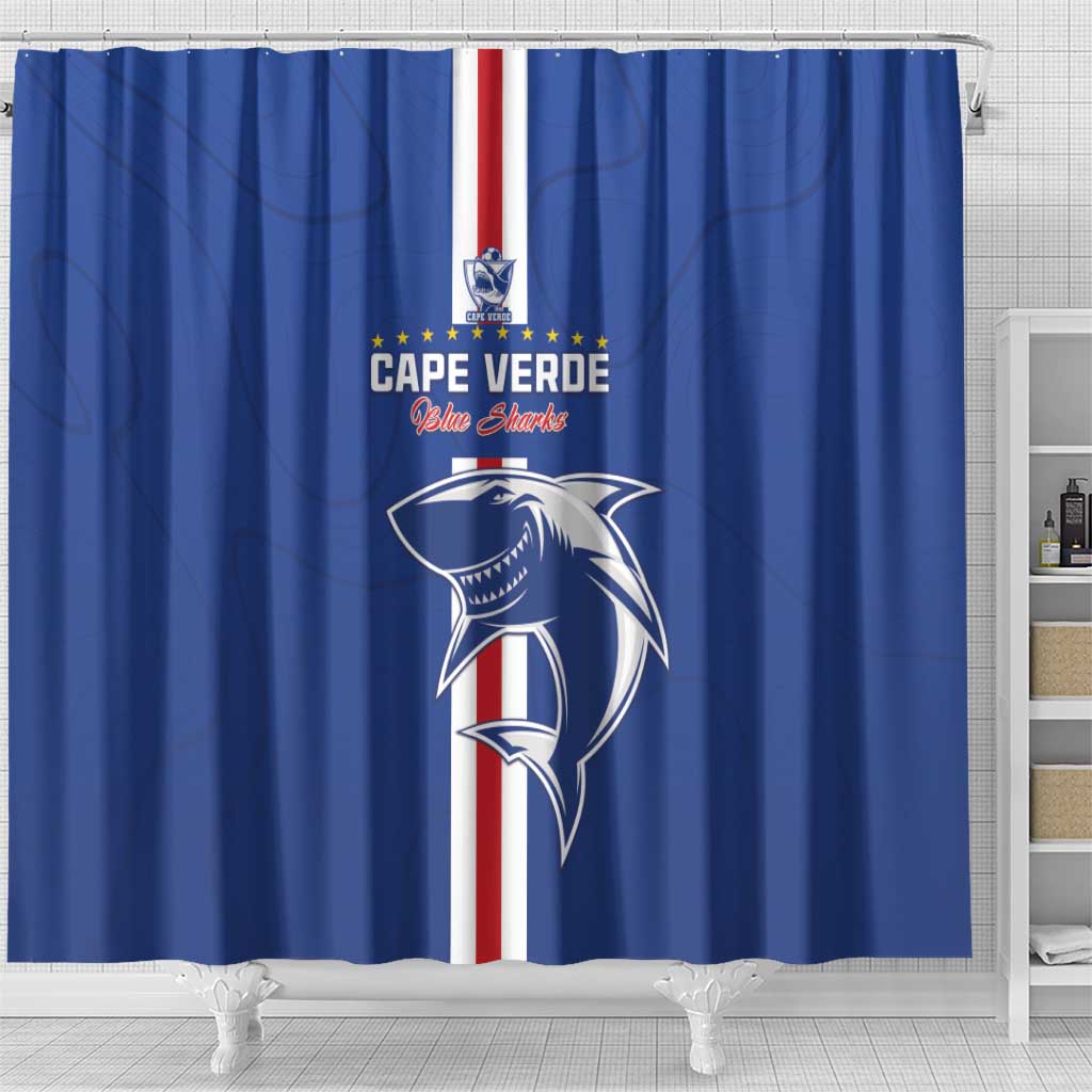 Cape Verde Football Shower Curtain Go Champions Tubaroes Azuis - African Pride