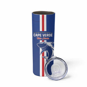 Custom Cape Verde Football Skinny Tumbler Go Champions Tubaroes Azuis - African Pride
