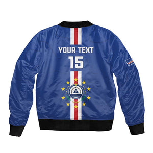 Custom Cape Verde Football Sleeve Zip Bomber Jacket Go Champions Tubaroes Azuis - African Pride