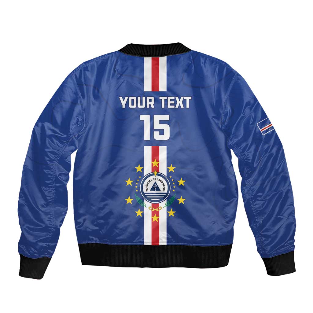 Custom Cape Verde Football Sleeve Zip Bomber Jacket Go Champions Tubaroes Azuis - African Pride