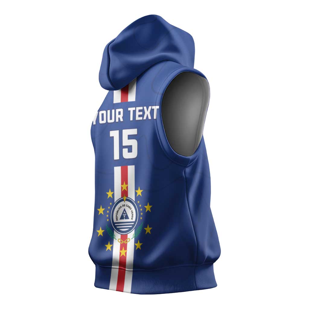 Custom Cape Verde Football Sleeveless Hoodie Go Champions Tubaroes Azuis - African Pride