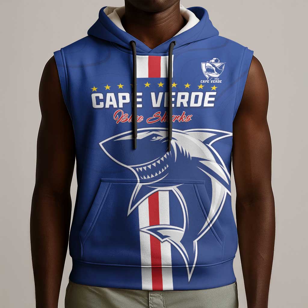 Custom Cape Verde Football Sleeveless Hoodie Go Champions Tubaroes Azuis - African Pride