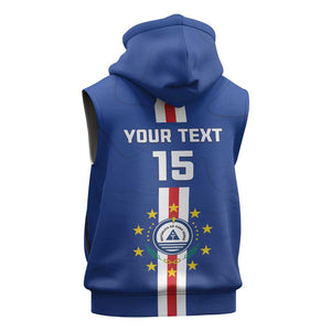 Custom Cape Verde Football Sleeveless Zip Hoodie Go Champions Tubaroes Azuis - African Pride