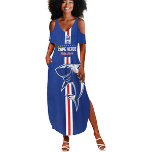 Custom Cape Verde Football Summer Maxi Dress Go Champions Tubaroes Azuis - African Pride