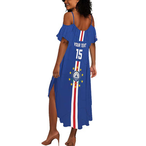 Custom Cape Verde Football Summer Maxi Dress Go Champions Tubaroes Azuis - African Pride