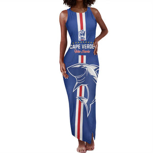 Custom Cape Verde Football Tank Maxi Dress Go Champions Tubaroes Azuis - African Pride