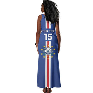 Custom Cape Verde Football Tank Maxi Dress Go Champions Tubaroes Azuis - African Pride