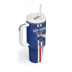 Custom Cape Verde Football Tumbler With Handle Go Champions Tubaroes Azuis - African Pride