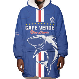 Custom Cape Verde Football Wearable Blanket Hoodie Go Champions Tubaroes Azuis - African Pride