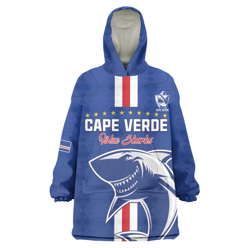 Custom Cape Verde Football Wearable Blanket Hoodie Go Champions Tubaroes Azuis - African Pride