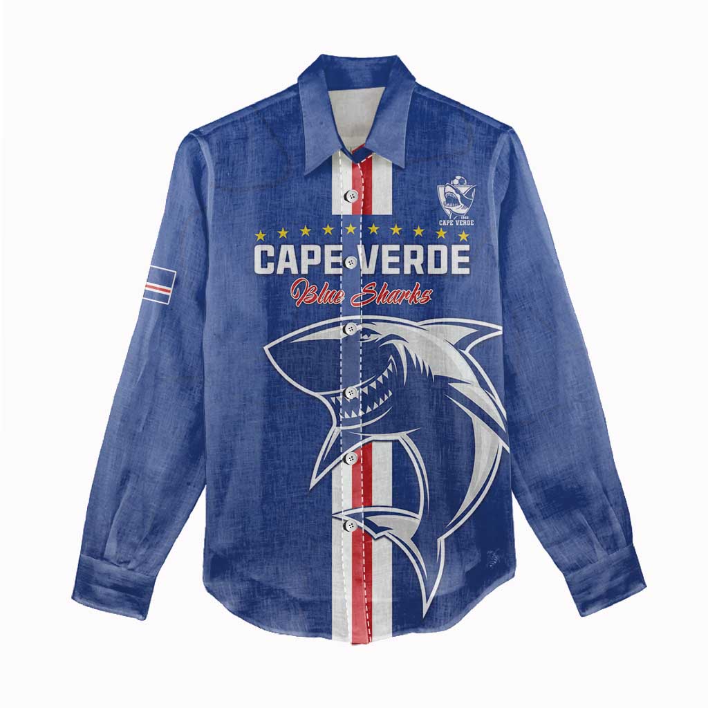 Custom Cape Verde Football Women Casual Shirt Go Champions Tubaroes Azuis - African Pride