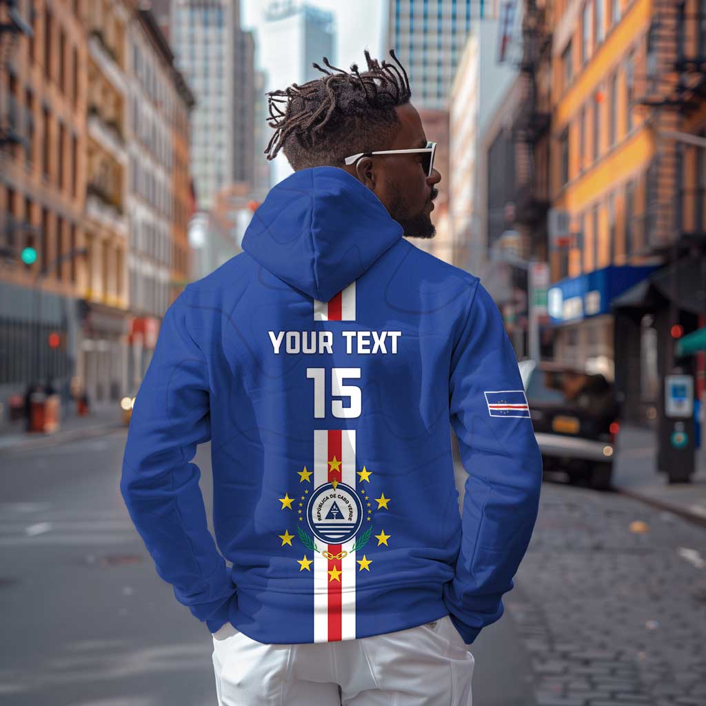 Custom Cape Verde Football Zip Hoodie Go Champions Tubaroes Azuis - African Pride