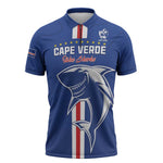 Custom Cape Verde Football Zipper Polo Shirt Go Champions Blue Sharks