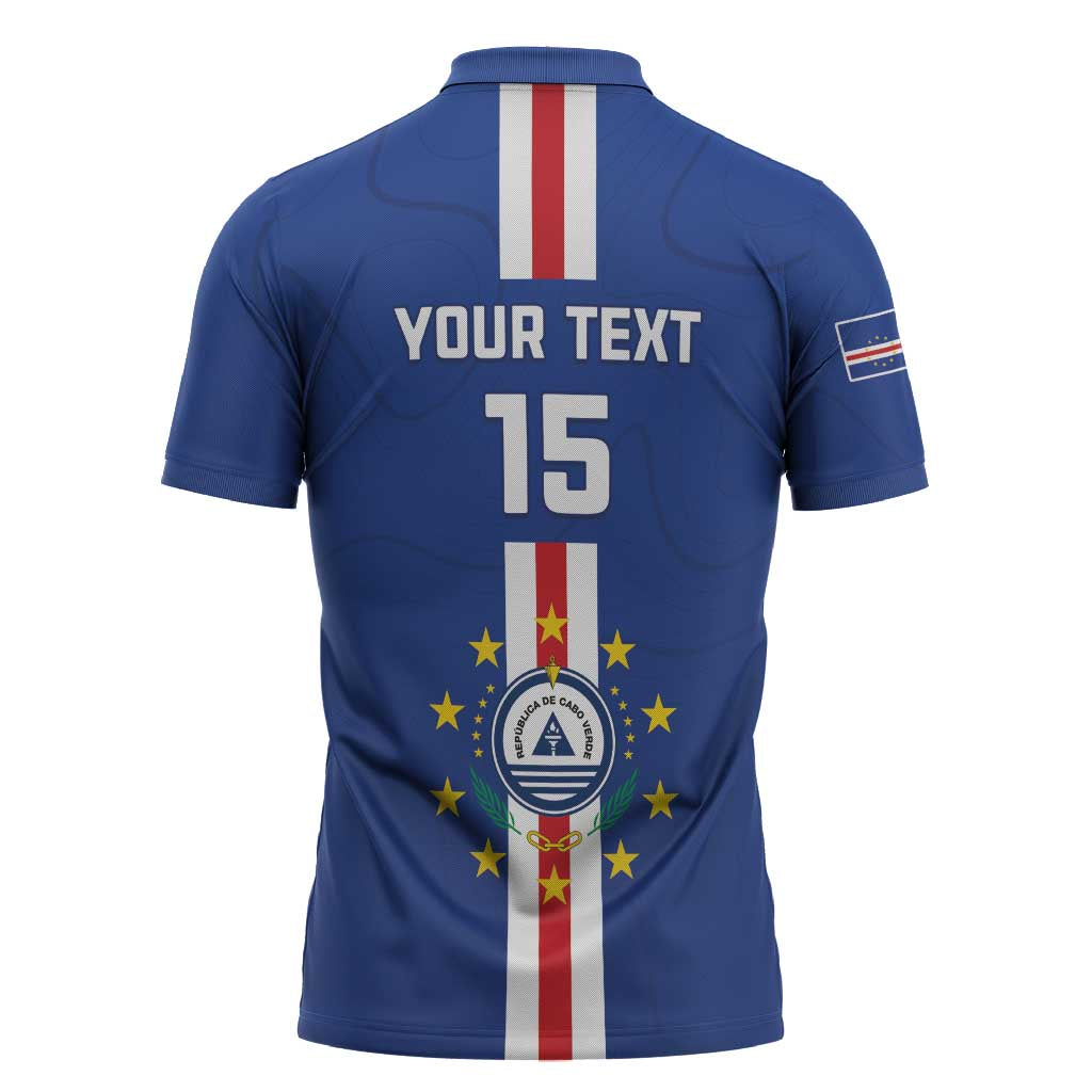 Custom Cape Verde Football Zipper Polo Shirt Go Champions Blue Sharks