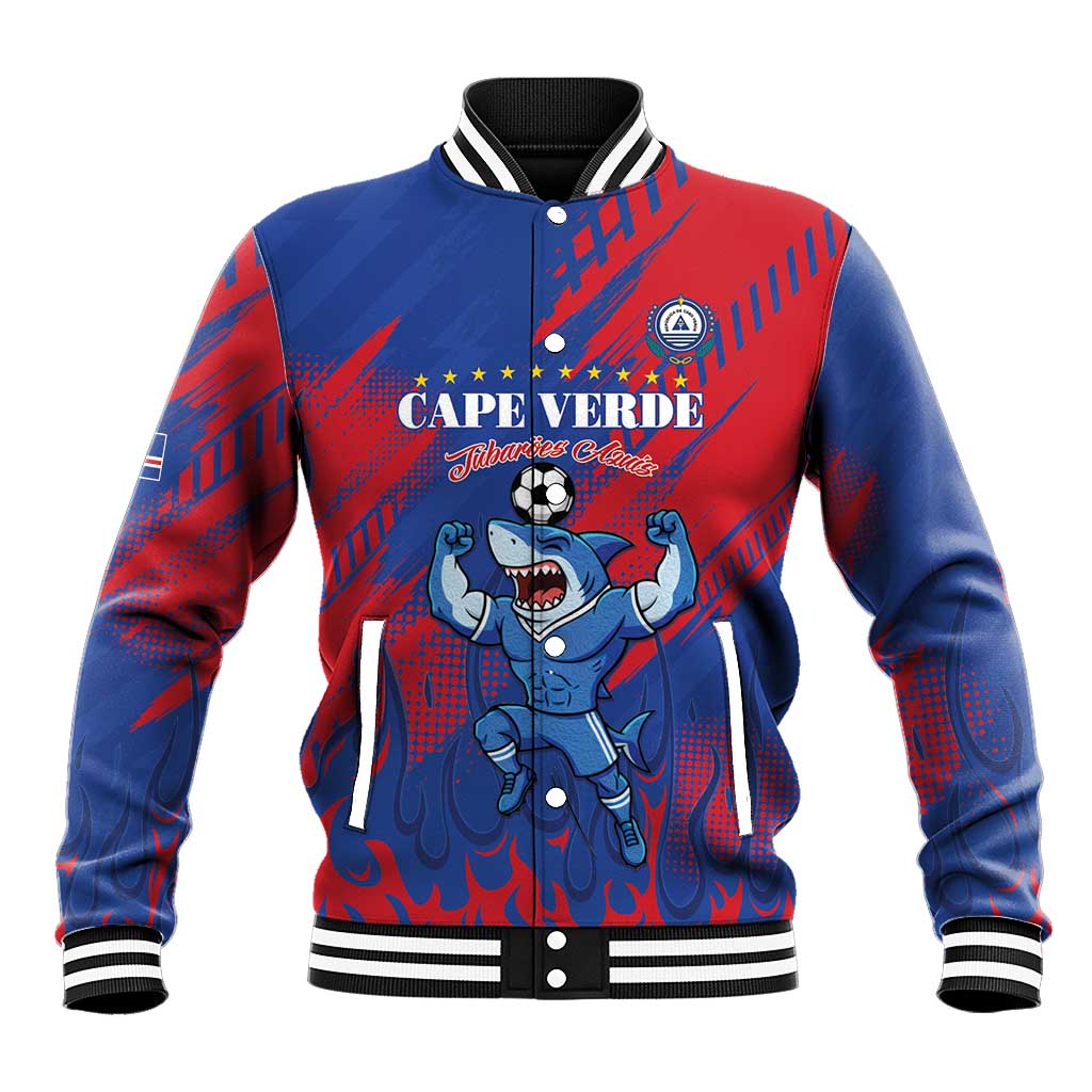 Custom Cape Verde Football Baseball Jacket Blue Sharks - Pride of the Islands - African Pride